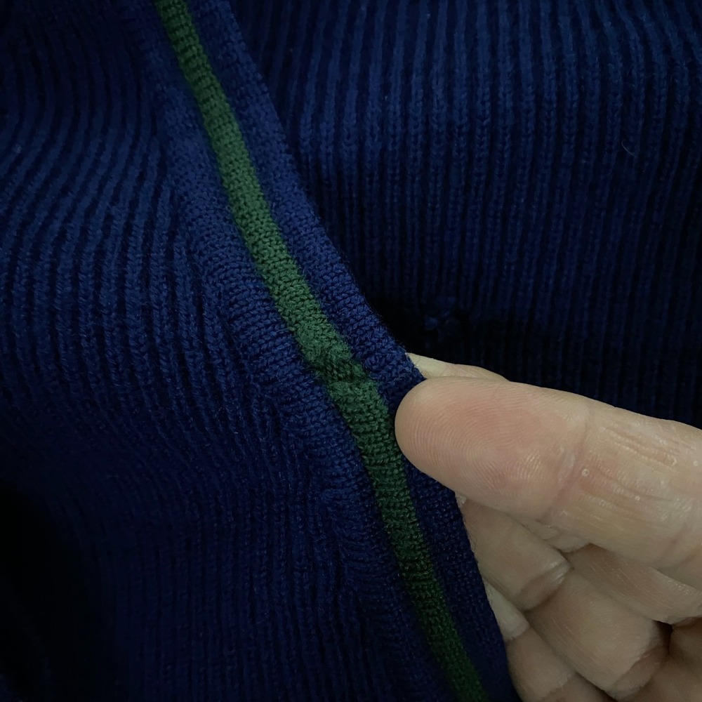 True Vintage 50s 60s Mr. Sid Sweater FITS Men Small Ribbed Knit Wool V-Neck Blue - Picture 4 of 16